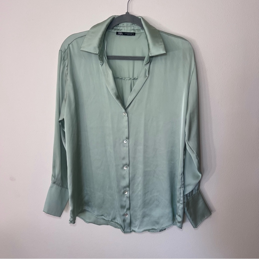 Zara Button Up Satin Blouse